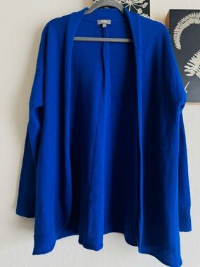 Neiman Marcus Cashmere Royal Blue Open-Front Cardigan Sweater